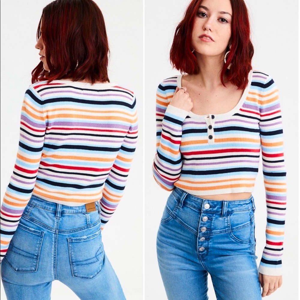 🍁American eagle cropped striped sweater🍁